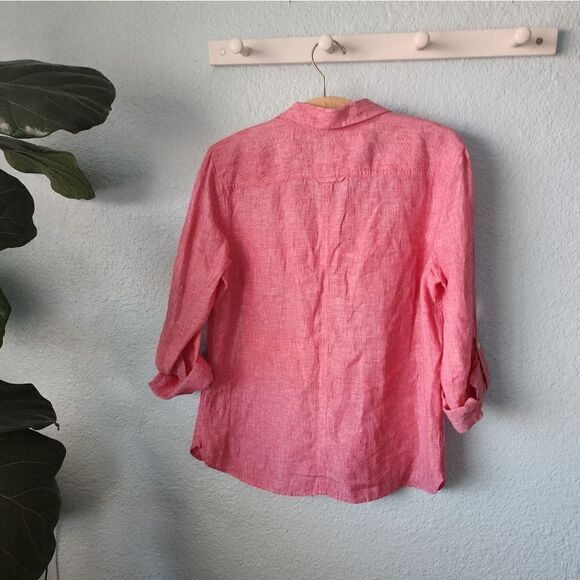 Talbots linen button down shirt blouse - Picture 6 of 9